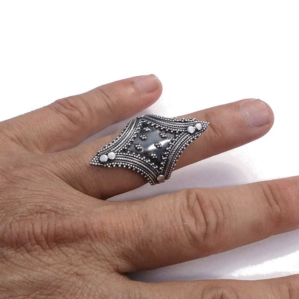 ANELLO etnico DAMINI in argento 925 ANELLO artigianale | ANELLO ARGENTO