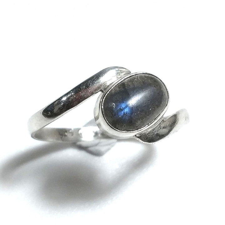 Anello fascia in argento 925 Anello con pietra Labradorite, Corallo | ANELLI ARGENTO