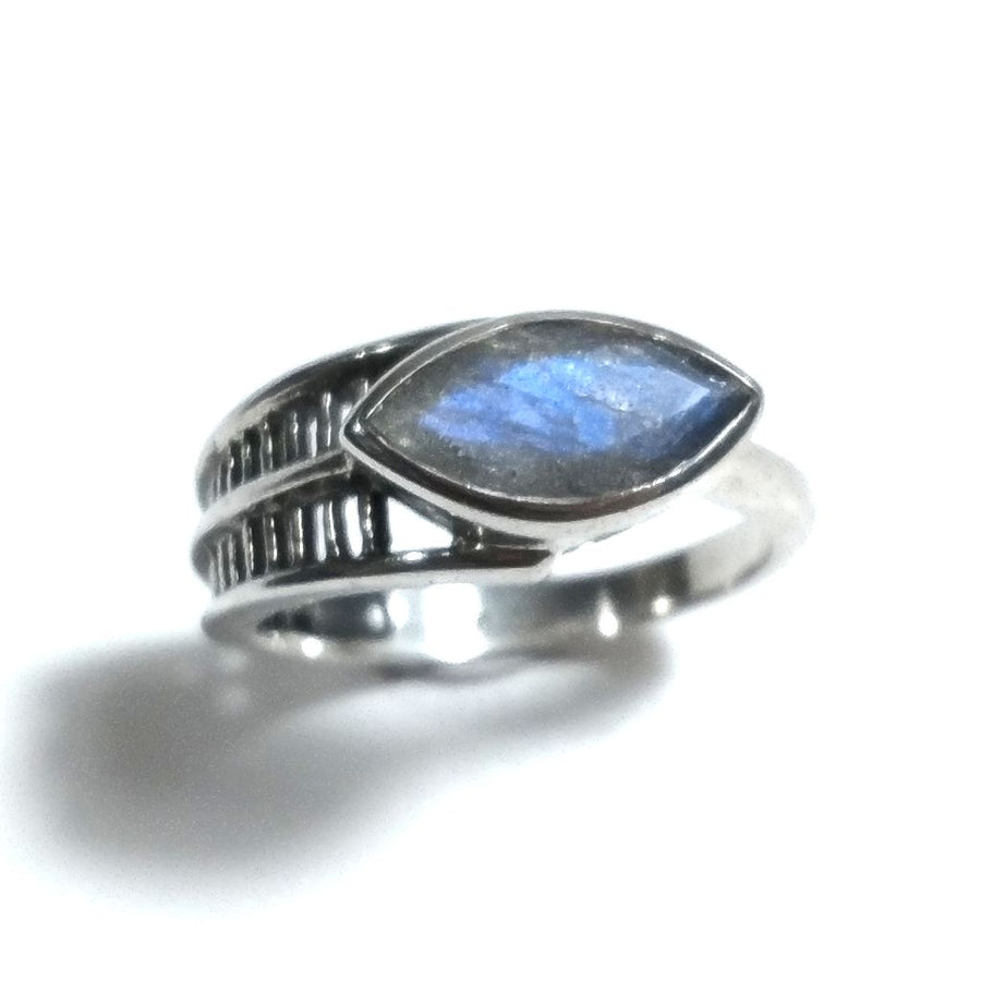 Anello fascia in argento 925 Anello con pietra Labradorite | ANELLI ARGENTO