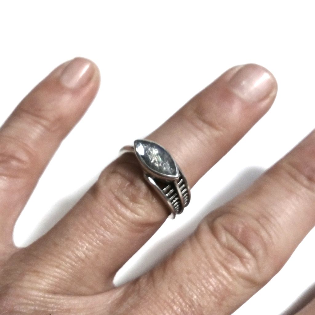 Anello fascia in argento 925 Anello con pietra Labradorite | ANELLI ARGENTO