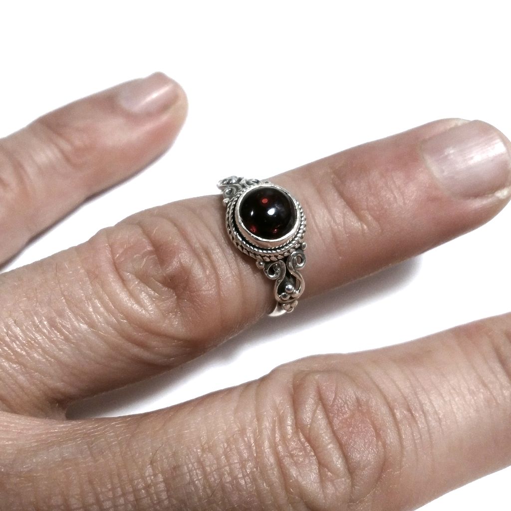 Anello con pietra in argento 925 con Granato, Radice rubino, Quarzo rosa | GIOIELLI IN ARGENTO