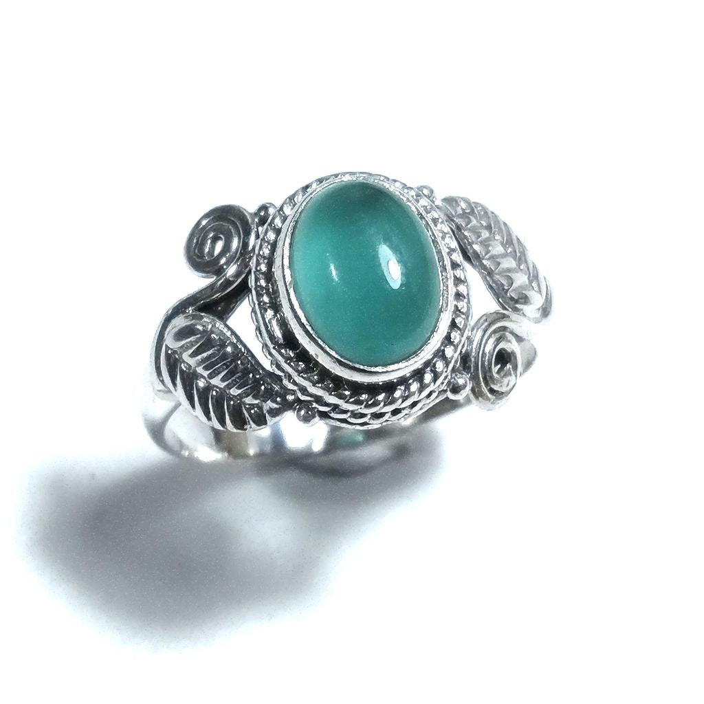 Anello con pietra in argento 925 con Radice rubino, Agata verde | GIOIELLI IN ARGENTO