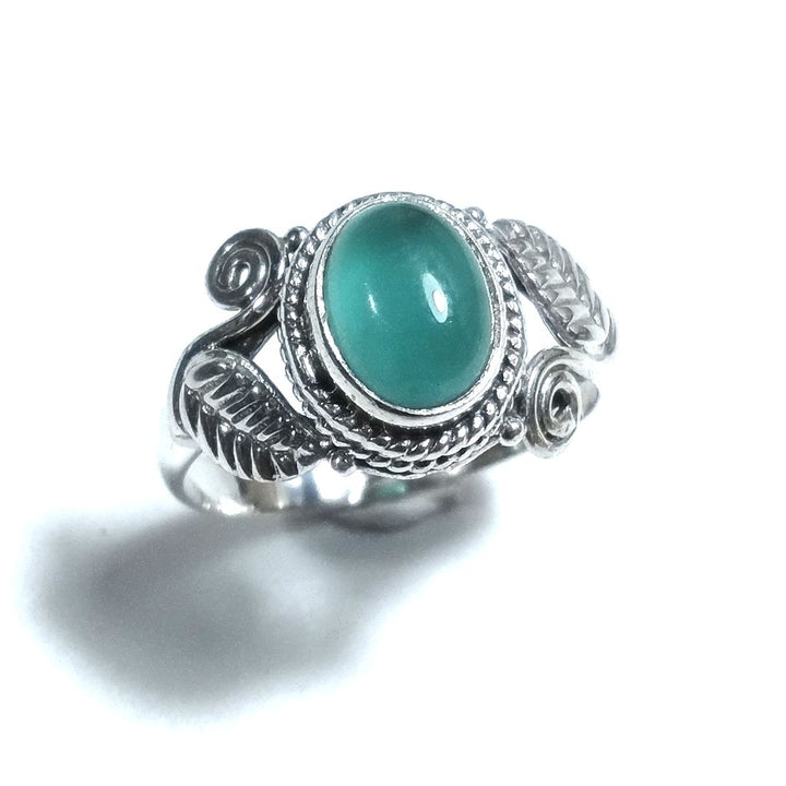 Anello con pietra in argento 925 con Radice rubino, Agata verde | GIOIELLI IN ARGENTO