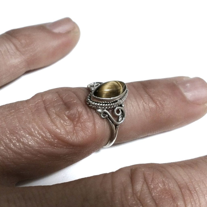 Anello con pietra in argento 925 con Occhio di TIGRE | GIOIELLI ETNICI