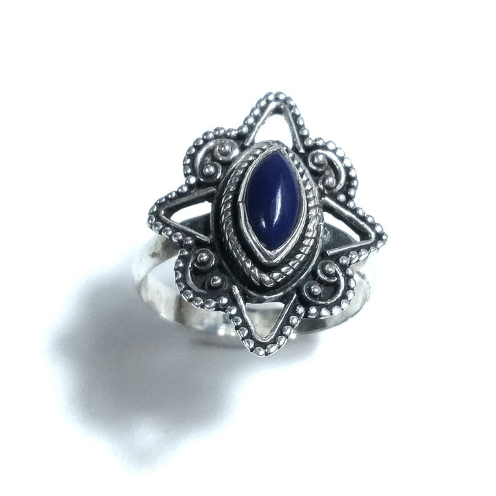 Anello con pietra in argento 925 con Lapislazzuli, Agata verde FILIGRANA | GIOIELLI ETNICI