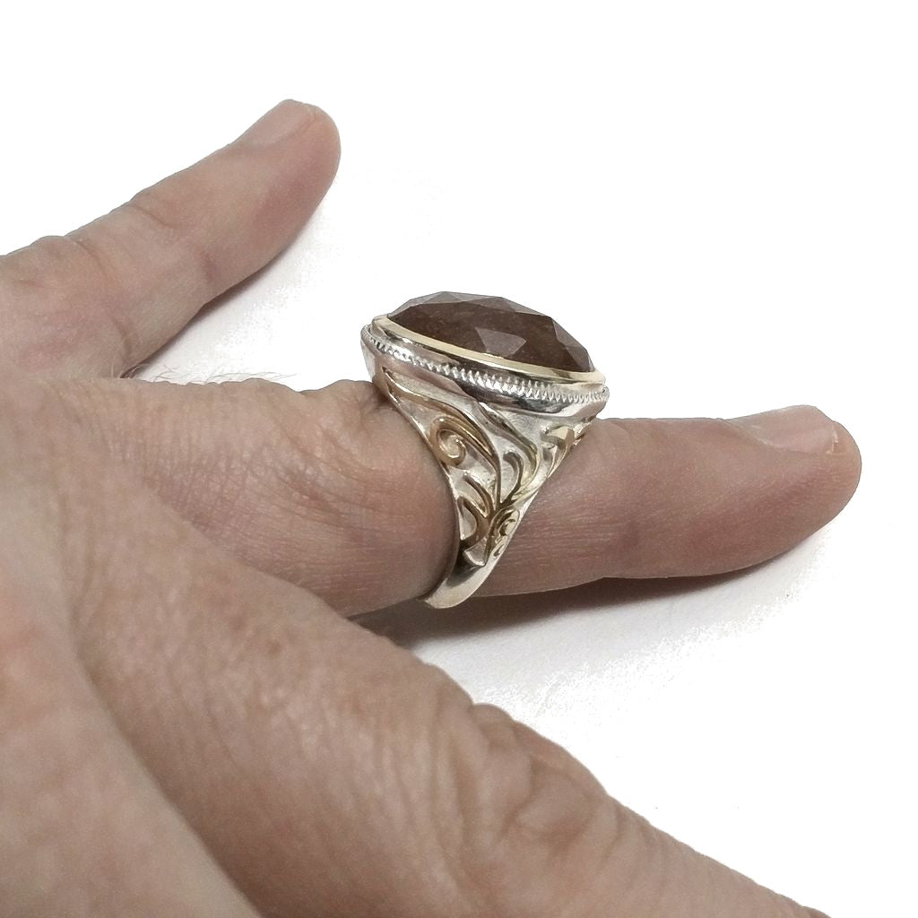 ANELLO ETNICO in argento 925 Anello con pietra Quarzo rutilato | GIOIELLI IN ARGENTO