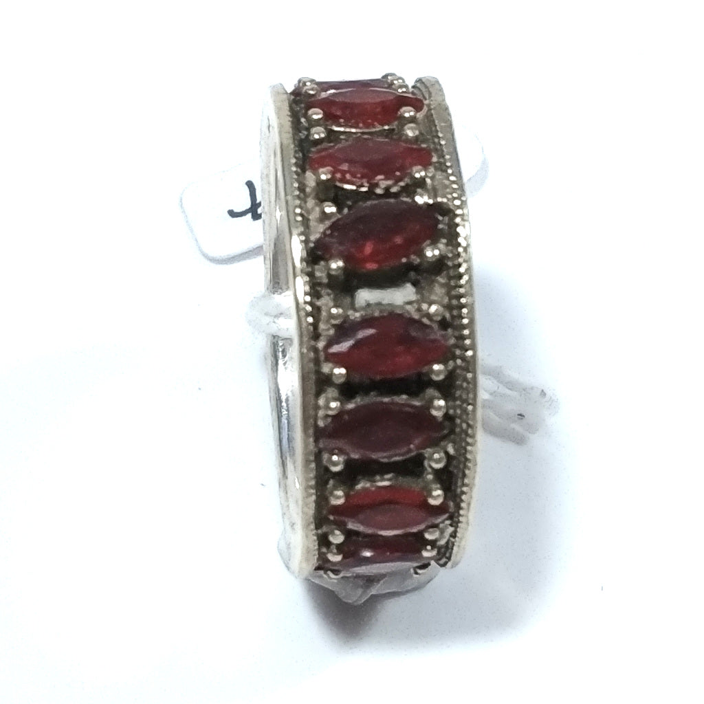 Anello artigianale fascia in argento 925 con pietra - MALAMPUR