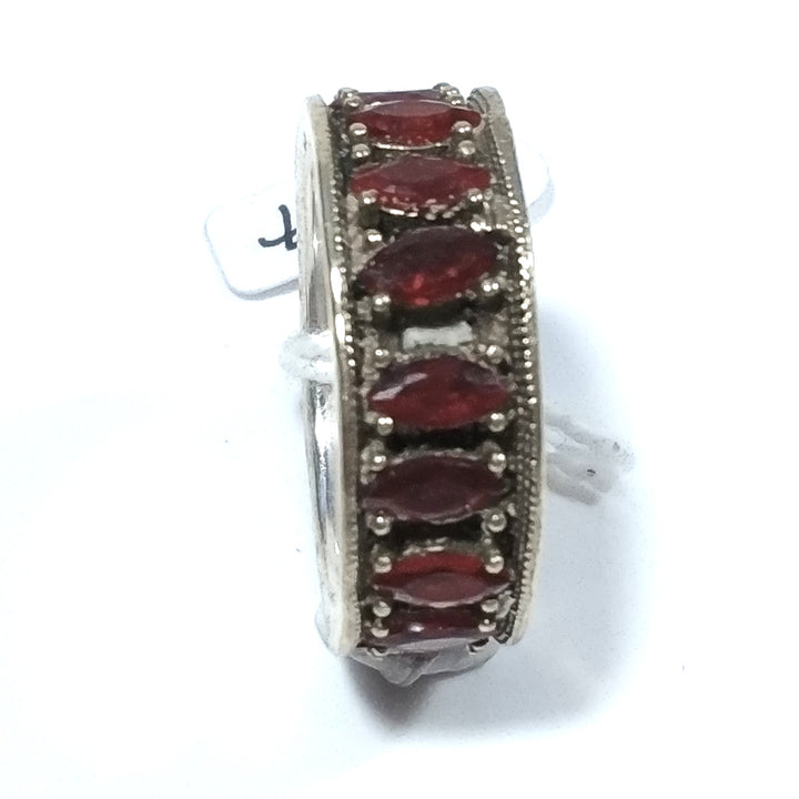 Anello artigianale fascia in argento 925 con pietra - MALAMPUR
