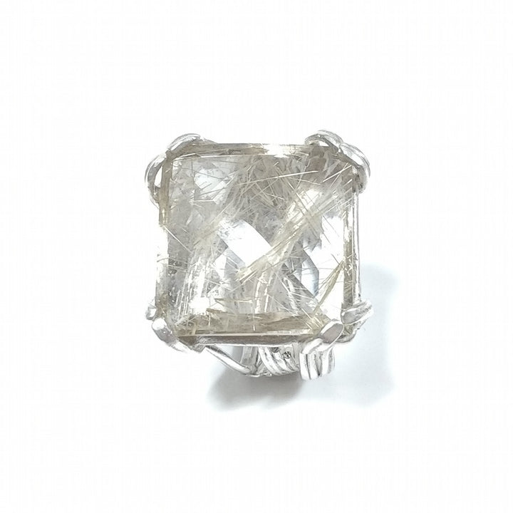 Anello con pietra in argento 925 ANELLO artigianale Quarzo rutilato | PEZZO UNICO