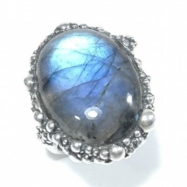 Anello DOT con pietra in argento 925 ANELLO artigianale Labradorite