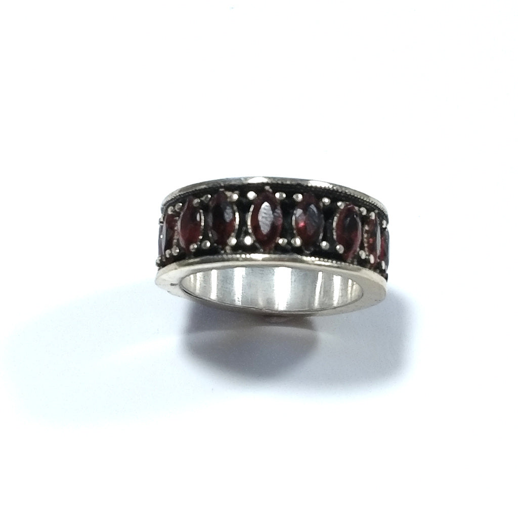 Anello artigianale fascia in argento 925 con pietra - MALAMPUR