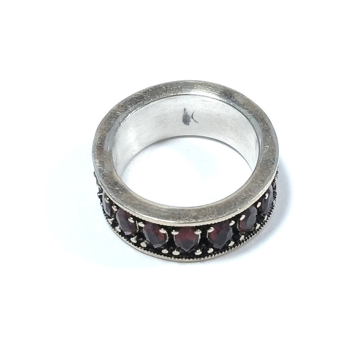 Anello artigianale fascia in argento 925 con pietra - MALAMPUR