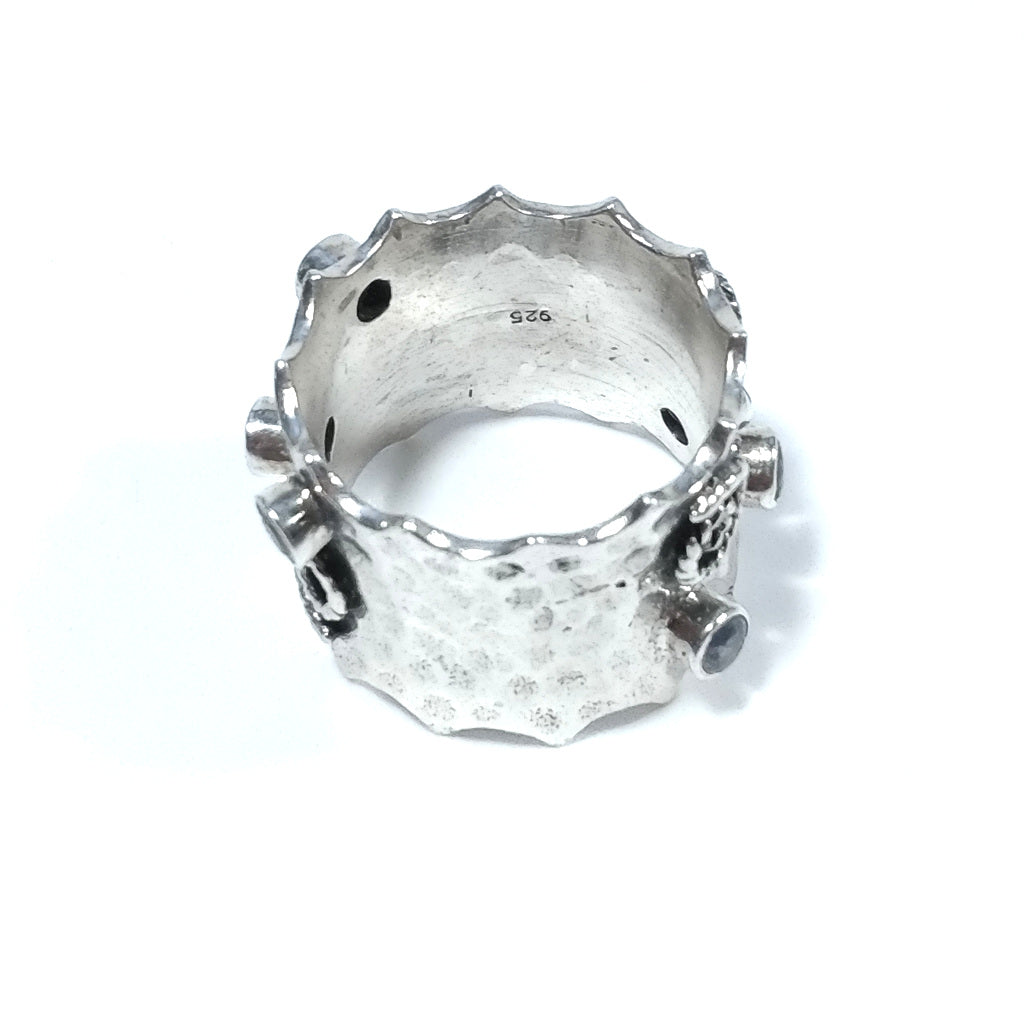 Band ring in 925 silver handcrafted Labradorite RING | SILVER RINGS