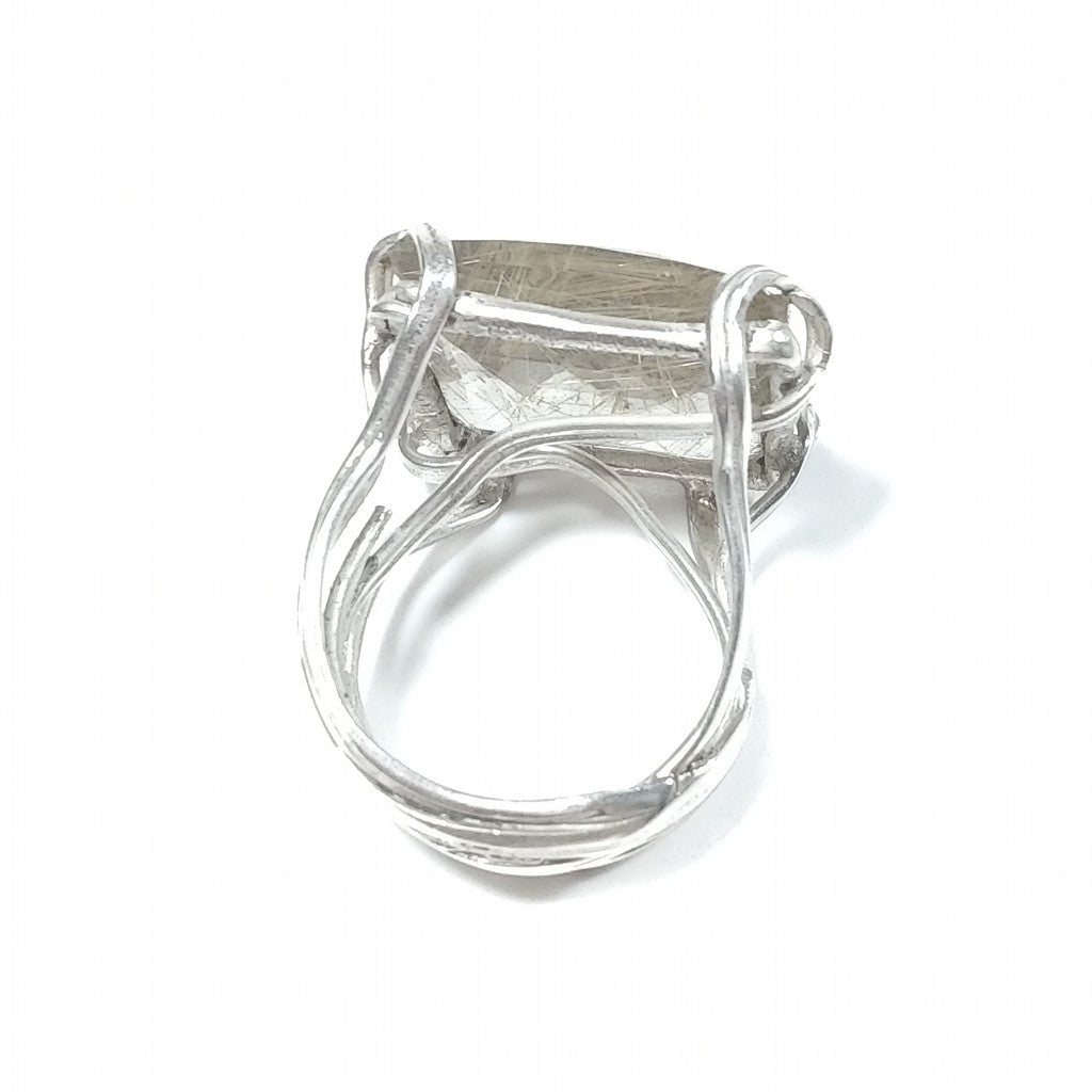 Anello con pietra in argento 925 ANELLO artigianale Quarzo rutilato | PEZZO UNICO