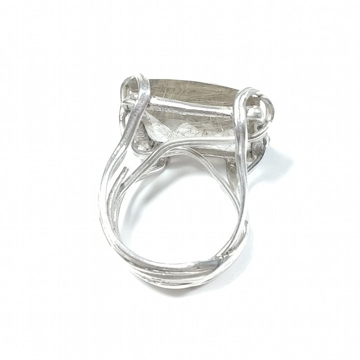 Anello con pietra in argento 925 ANELLO artigianale Quarzo rutilato | PEZZO UNICO