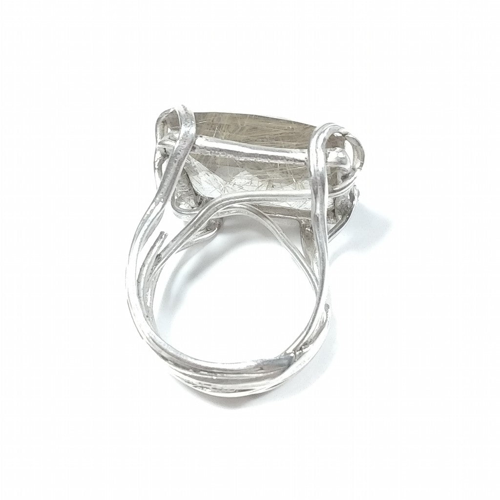 Anello con pietra in argento 925 ANELLO artigianale Quarzo rutilato | PEZZO UNICO