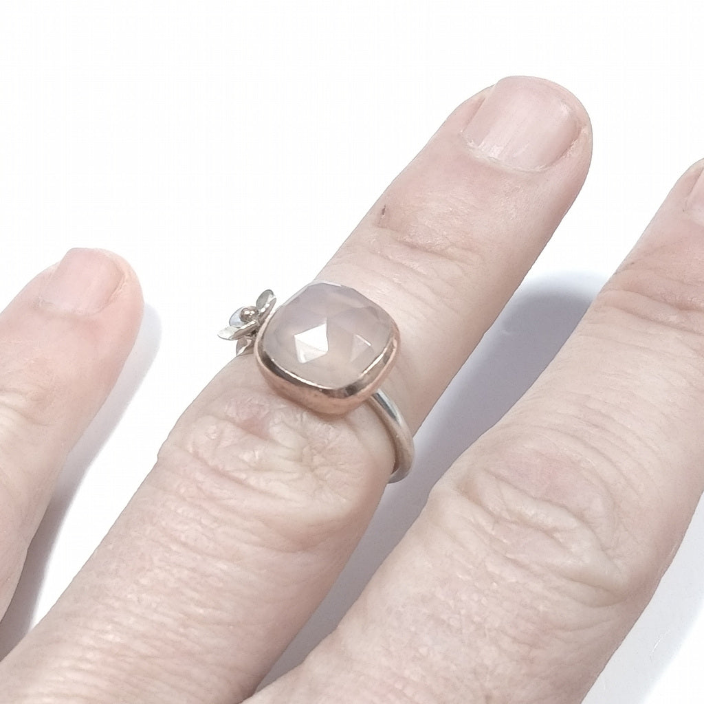 Anello con pietra in argento 925 ANELLO artigianale Quarzo rosa | ANELLI ARGENTO