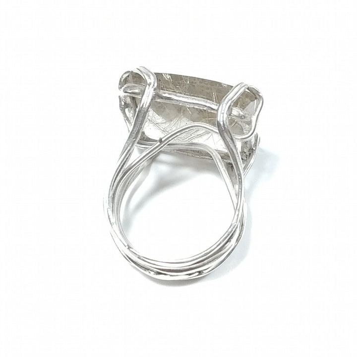 Anello con pietra in argento 925 ANELLO artigianale Quarzo rutilato | PEZZO UNICO