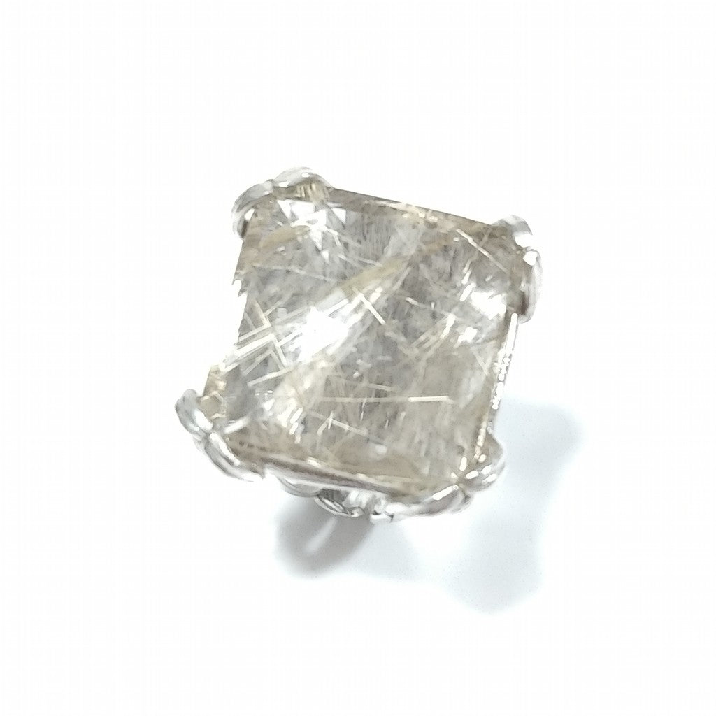 Anello con pietra in argento 925 ANELLO artigianale Quarzo rutilato | PEZZO UNICO