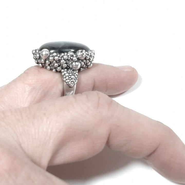 Anello DOT con pietra in argento 925 ANELLO artigianale Labradorite