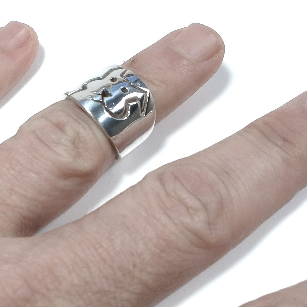 Band ring in 925 silver handcrafted RING | Dog