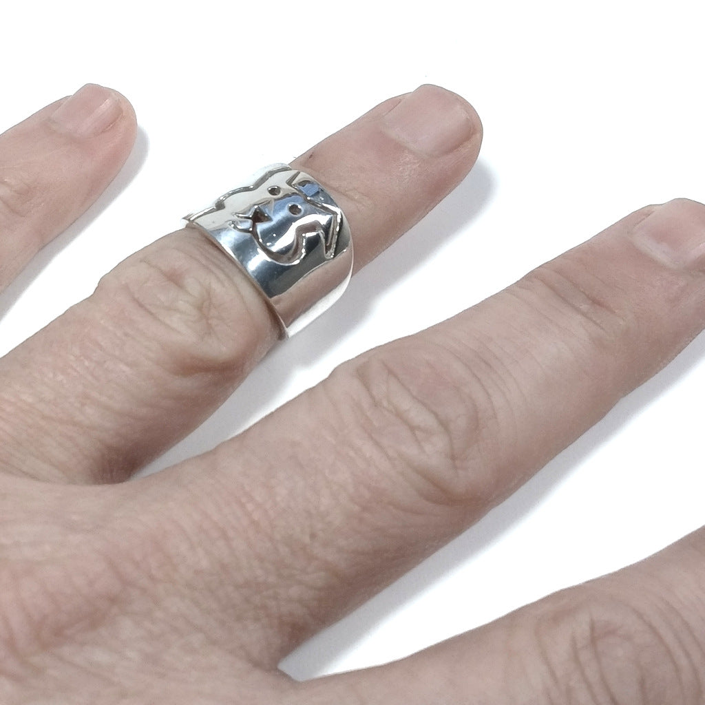 Band ring in 925 silver handcrafted RING | Dog