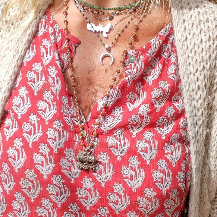 Collana ETNICA Japa Mala - 54 Rudraksha 5 mukhi