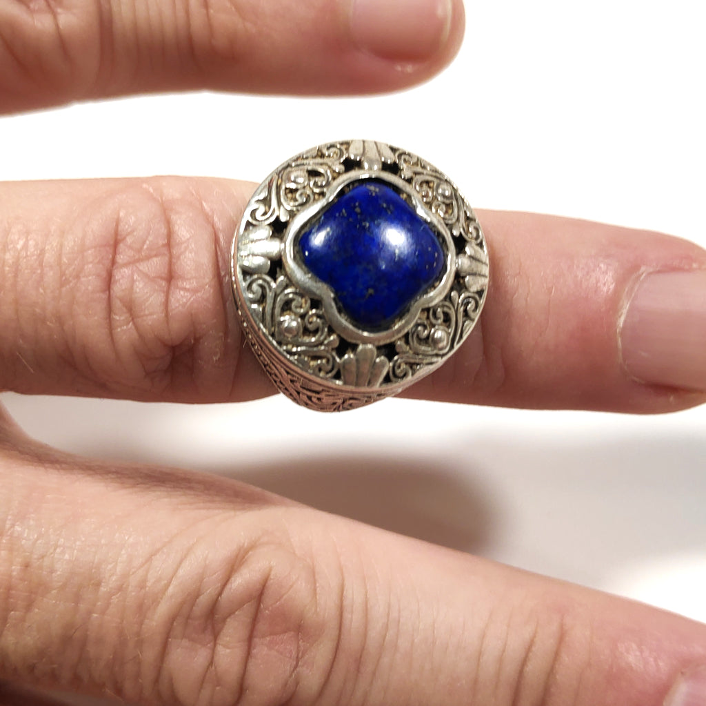 ETHNIC RING 925 silver Lapis Lazuli - BHOJA