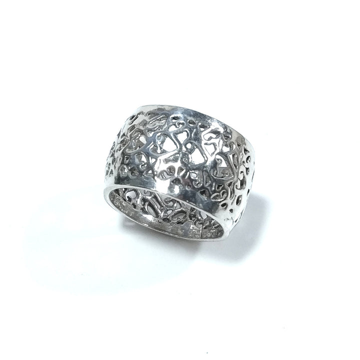 Band ring in 925 silver handcrafted RING | Hearts