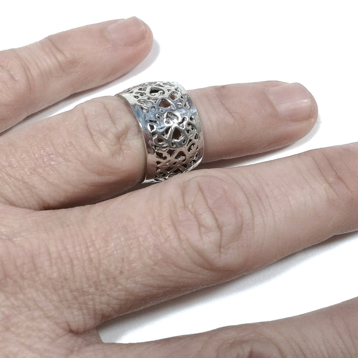 Band ring in 925 silver handcrafted RING | Hearts