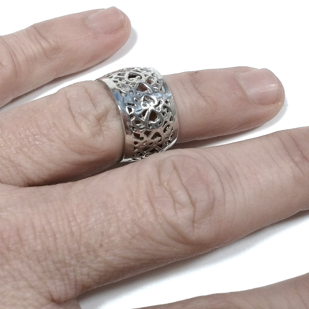 Band ring in 925 silver handcrafted RING | Hearts