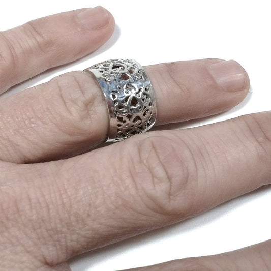Anello fascia in argento 925 artigianale - cuori