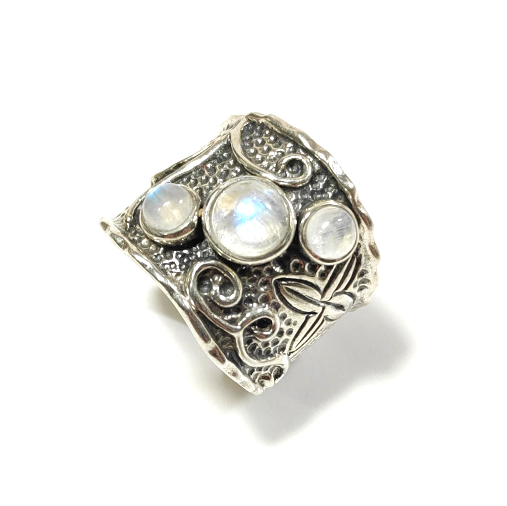 Anello con pietra in argento 925ANELLO artigianalePietra di Luna | ANELLI ARGENTO