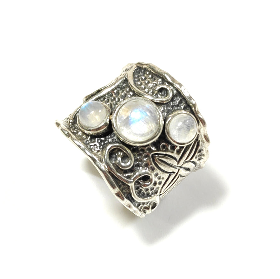 Anello con pietra in argento 925ANELLO artigianalePietra di Luna | ANELLI ARGENTO