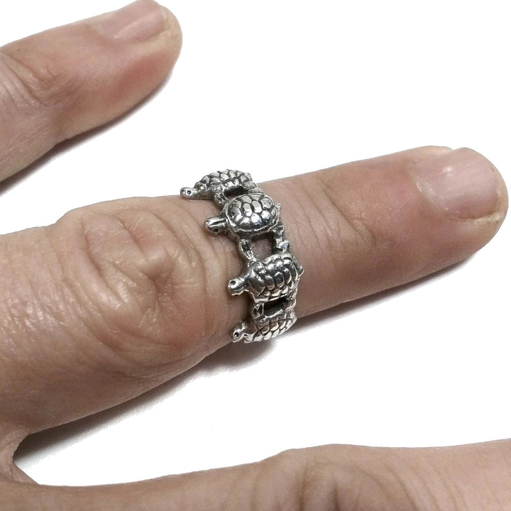 Anello fascia in argento 925 con tartaruga - NANAN
