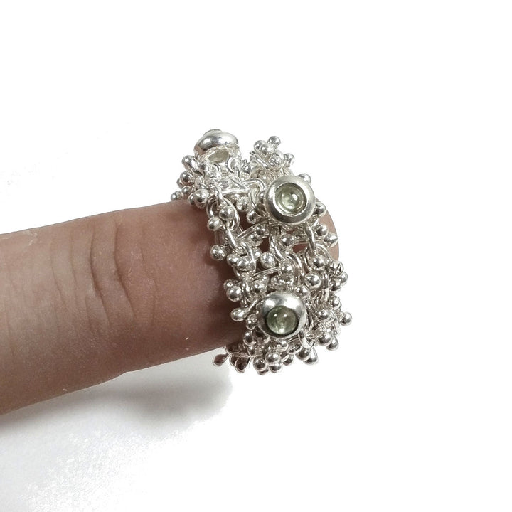 CHAIN RING with thousand nails and IOLITE
