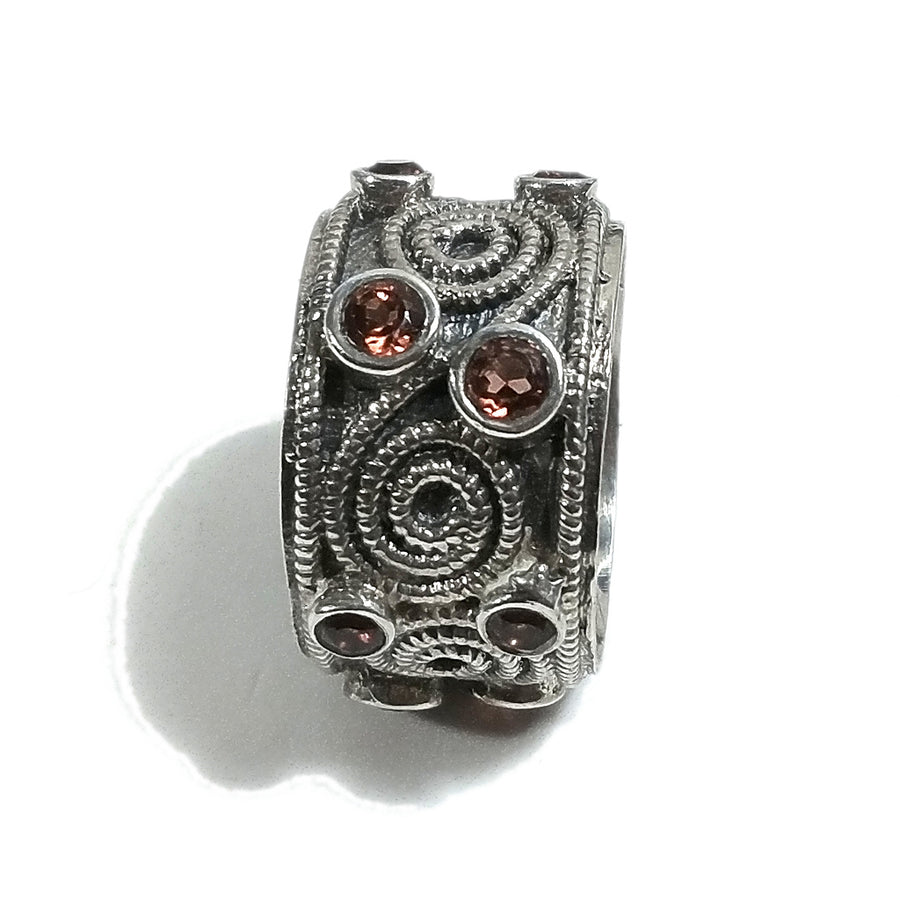 Anello fascia in argento 925 ANELLO artigianale Granato | ANELLI ARGENTO