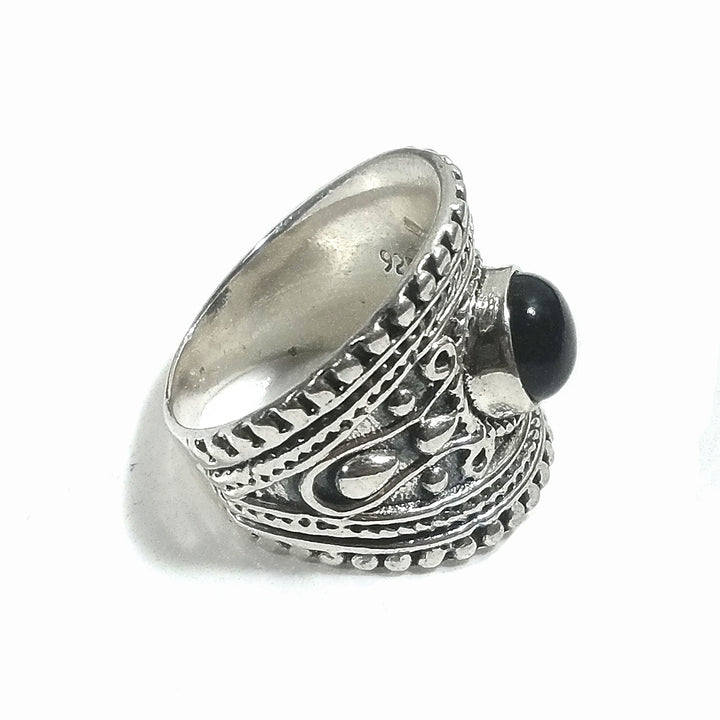 Anello fascia in argento 925 ANELLO artigianale Onice nero | ANELLI ARGENTO