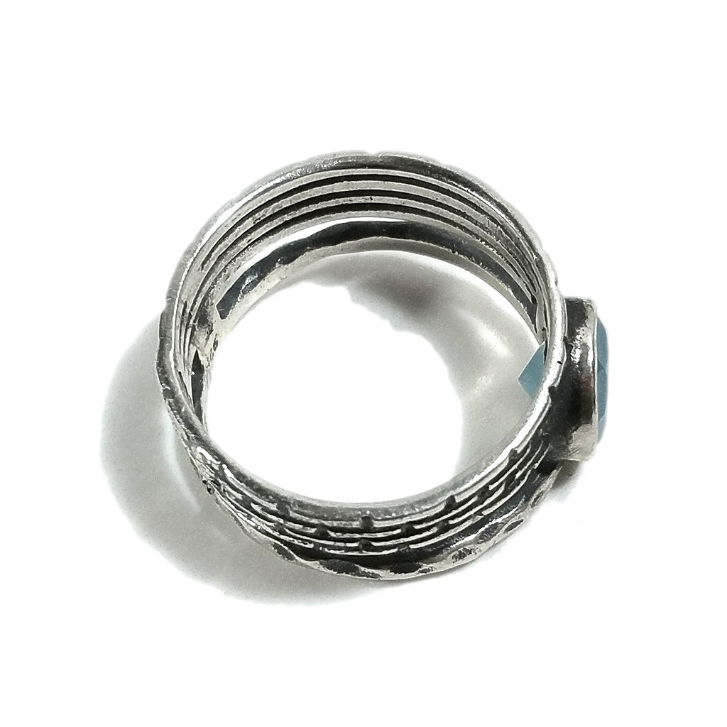 Anello fascia in argento 925 ANELLO artigianale Onice nero Calcedonio | ANELLI ARGENTO