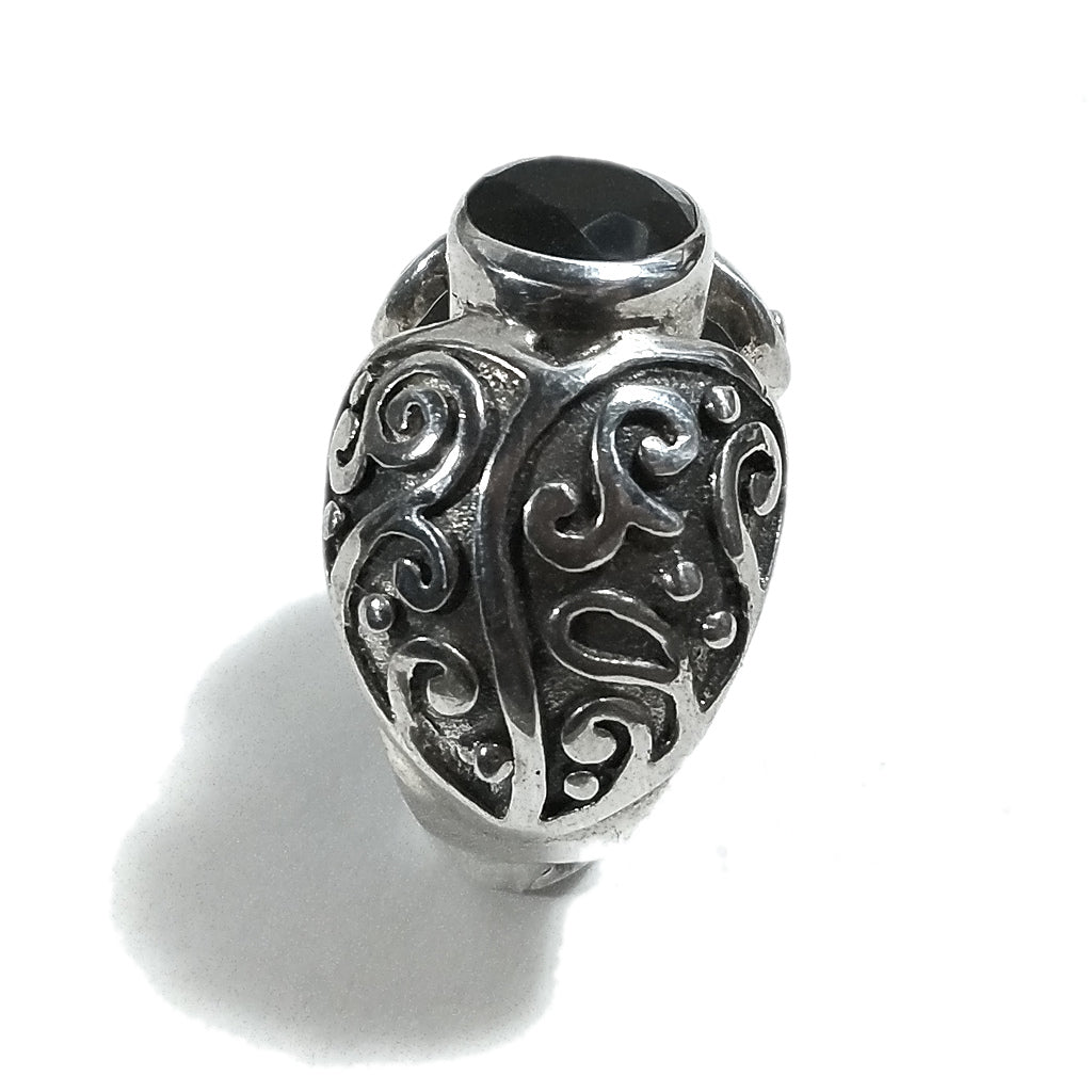 Anello CUORE in argento 925 ANELLO artigianale Onice nero
