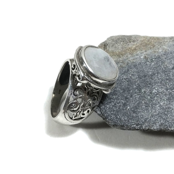 Anello fascia in argento 925 ANELLO artigianale Pietra di luna | ANELLI ARGENTO