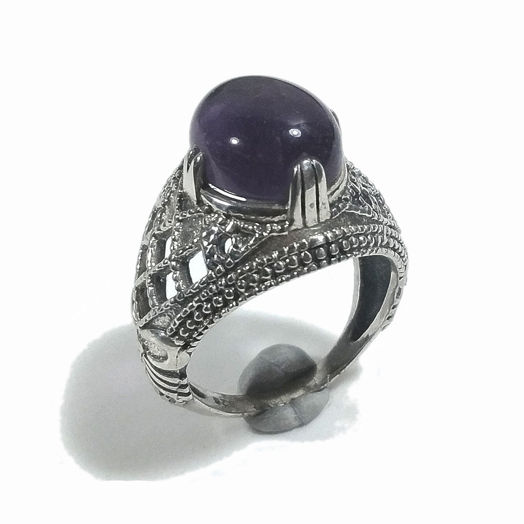 Anello fascia in argento 925 ANELLO artigianale Ametista, Lapislazzuli | ANELLI ARGENTO