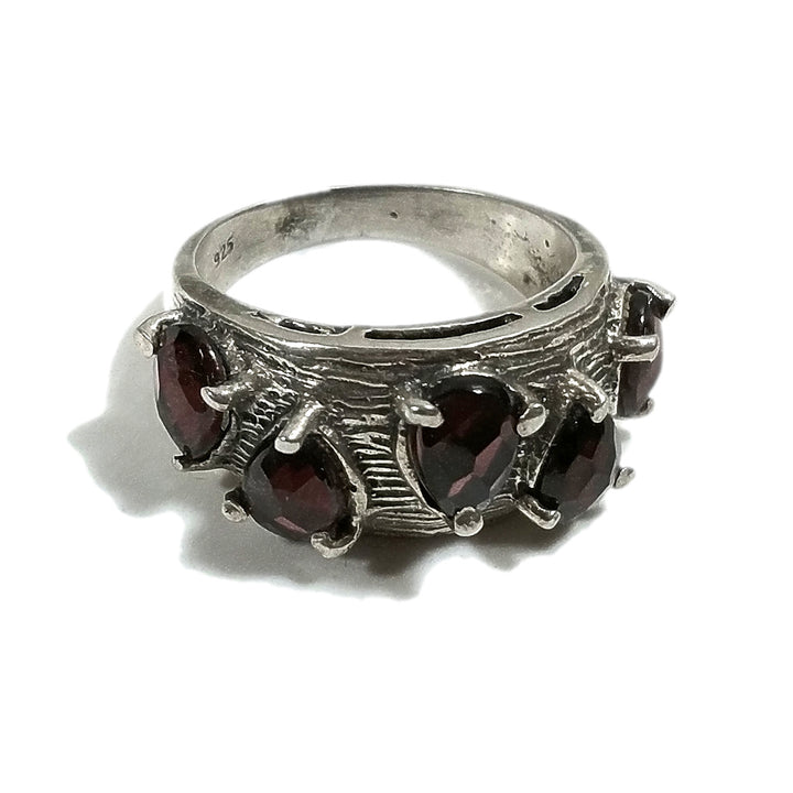 Anello fascia in argento 925 ANELLO artigianale Granato | ANELLI ARGENTO