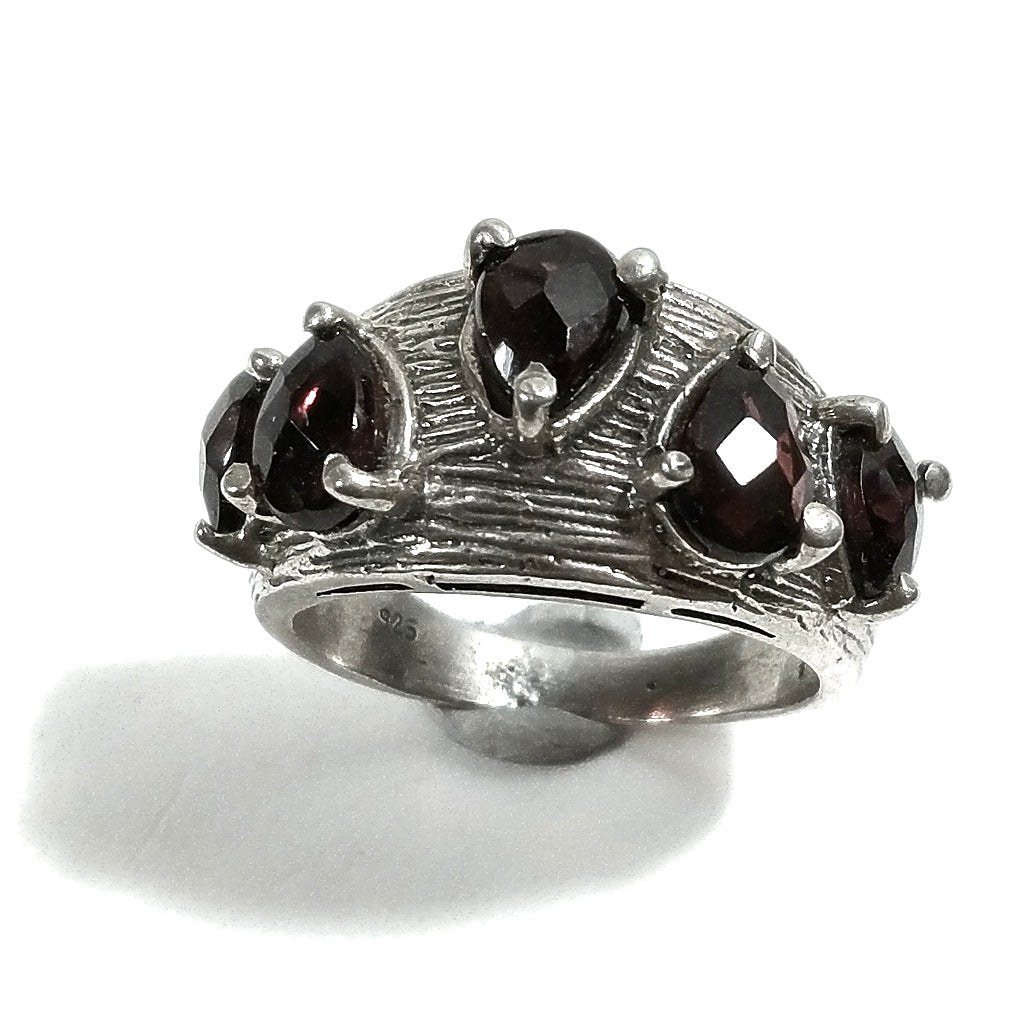 Anello fascia in argento 925 ANELLO artigianale Granato | ANELLI ARGENTO