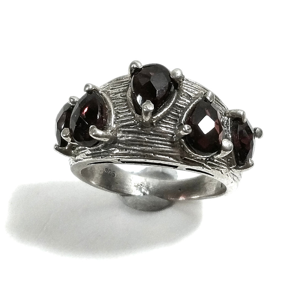 Anello fascia in argento 925 ANELLO artigianale Granato | ANELLI ARGENTO