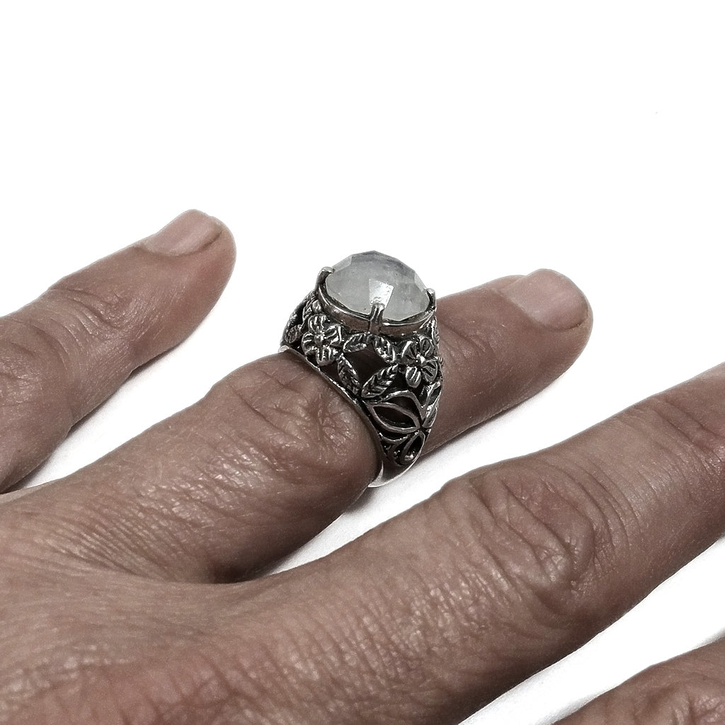 Anello fascia in argento 925 ANELLO artigianale Pietra di luna | ANELLI ARGENTO