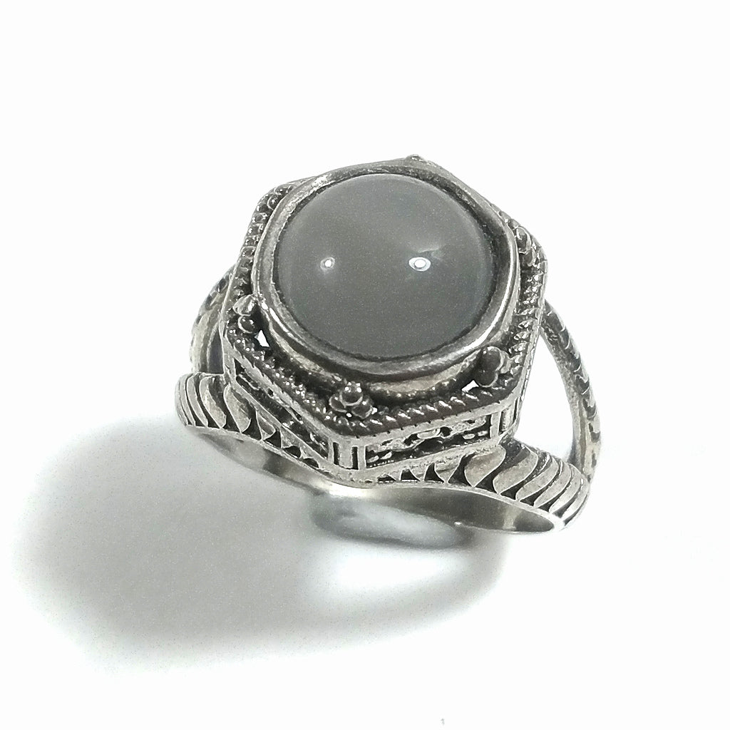 Anello fascia in argento 925 ANELLO artigianale Pietra di luna, Radice di rubino | ANELLI ARGENTO