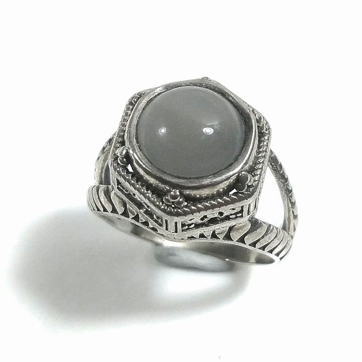 Anello fascia in argento 925 ANELLO artigianale Pietra di luna, Radice di rubino | ANELLI ARGENTO