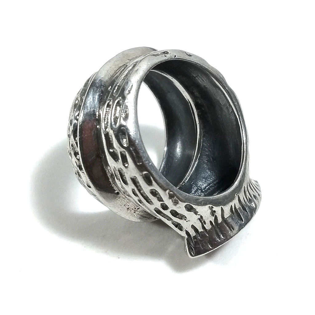 Anello fascia in argento 925 ANELLO artigianale Radice di rubino | ANELLI ARGENTO