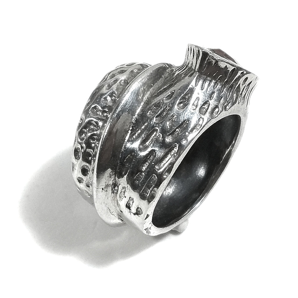 Anello fascia in argento 925 ANELLO artigianale Radice di rubino | ANELLI ARGENTO